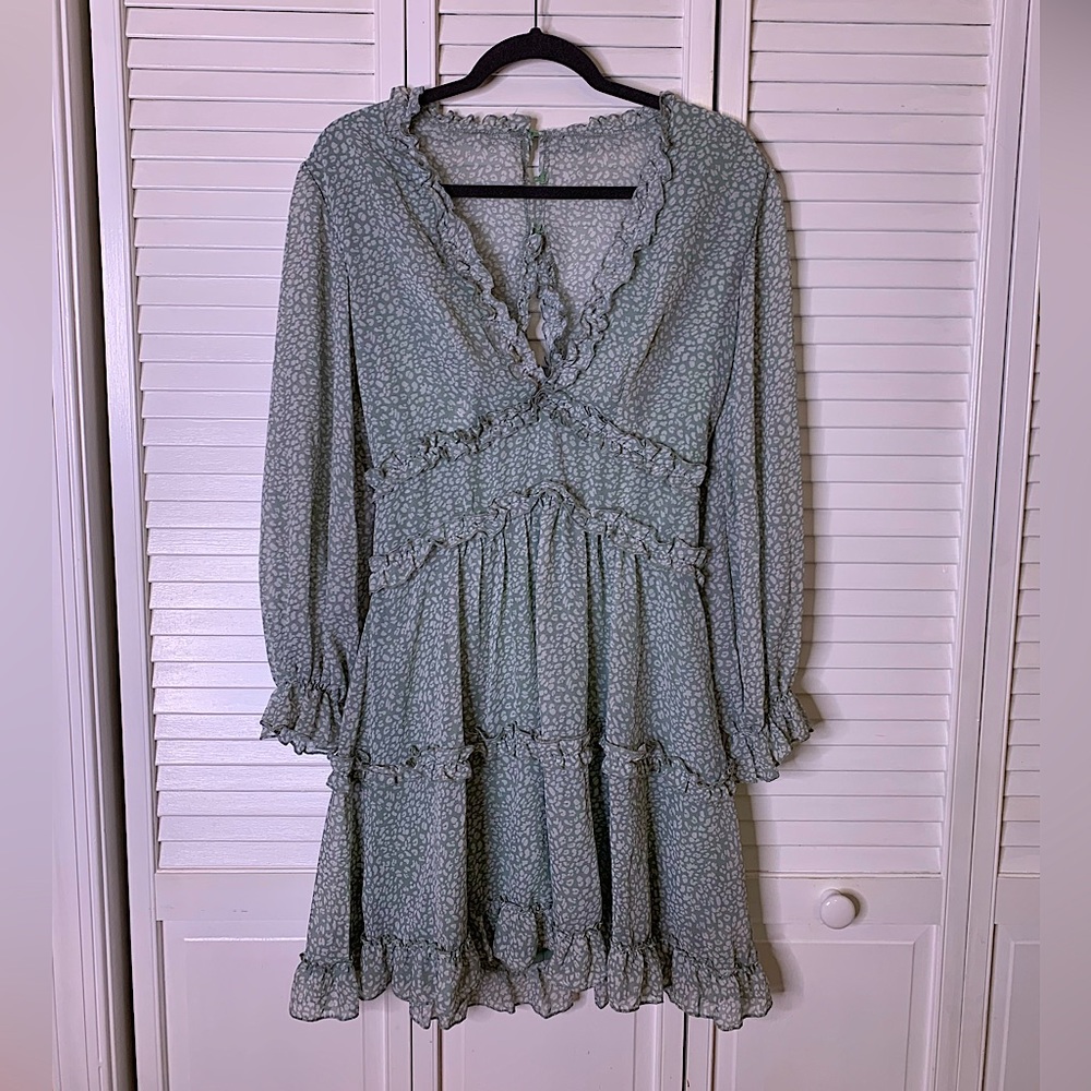 Green and White Dress